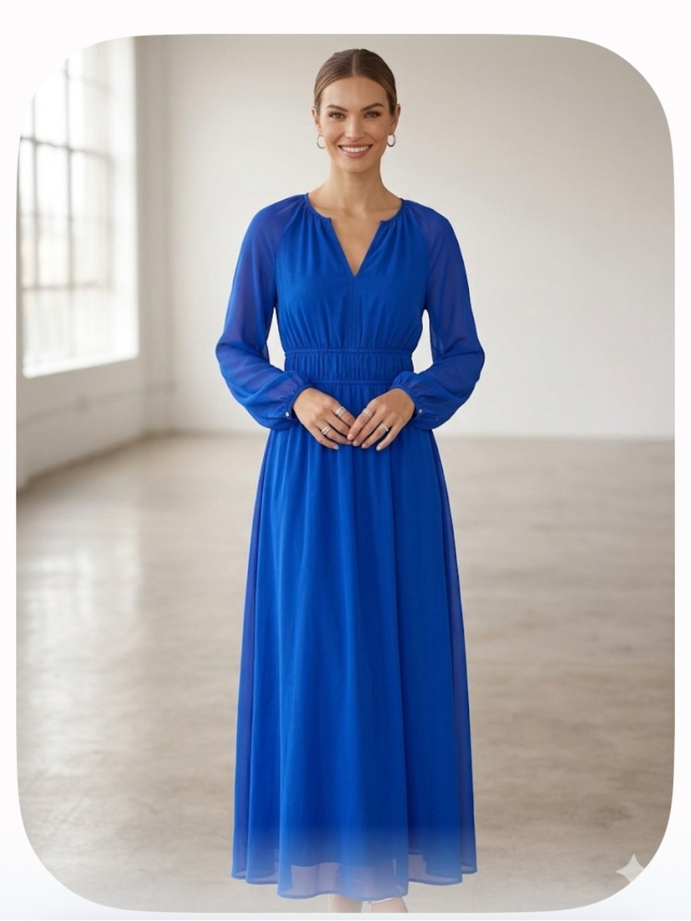 Finders Keepers Cobalt Blue Long Sleeve Maxi Dress